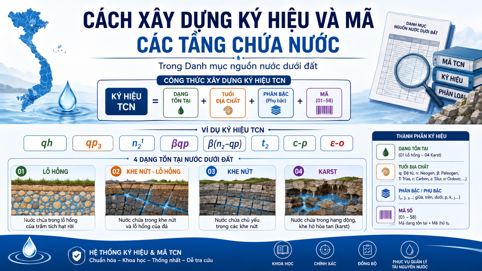 Cách xây dựng ký hiệu và mã các tầng chứa nước trong Danh mục nguồn nước dưới đất