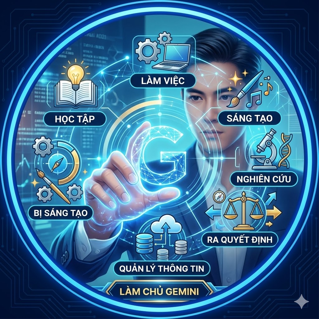 Làm chủ cách điều khiển Gemini để học tập, làm việc, sáng tạo, nghiên cứu, quản lý thông tin và ra quyết định