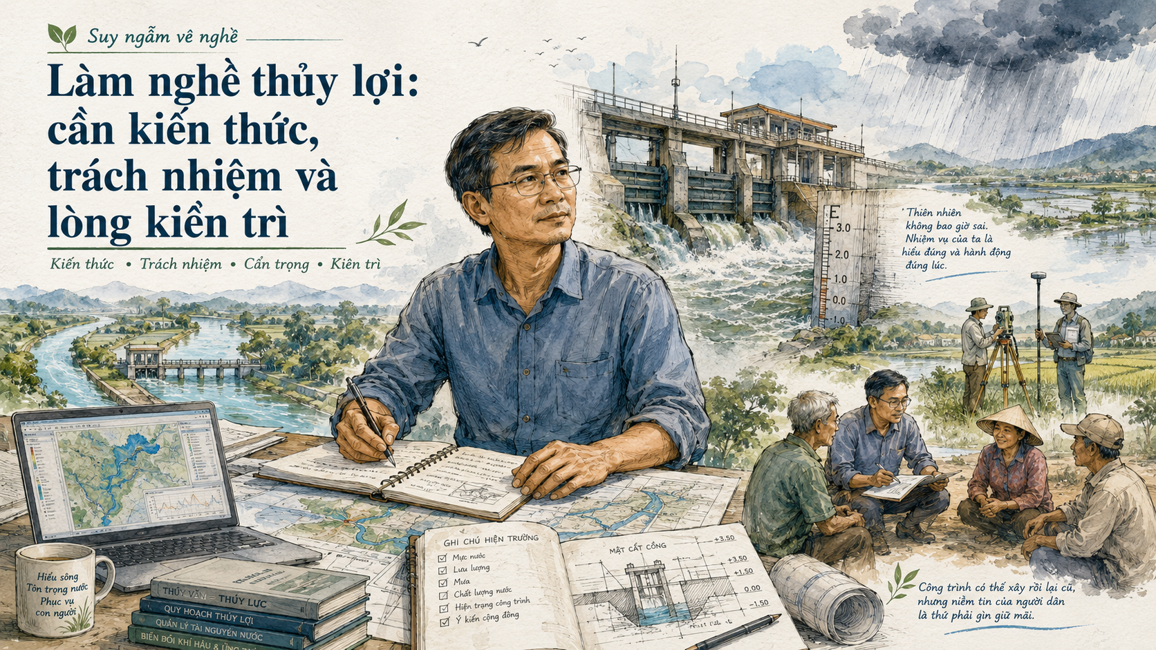 Làm nghề thủy lợi: cần kiến thức, trách nhiệm và lòng kiên trì