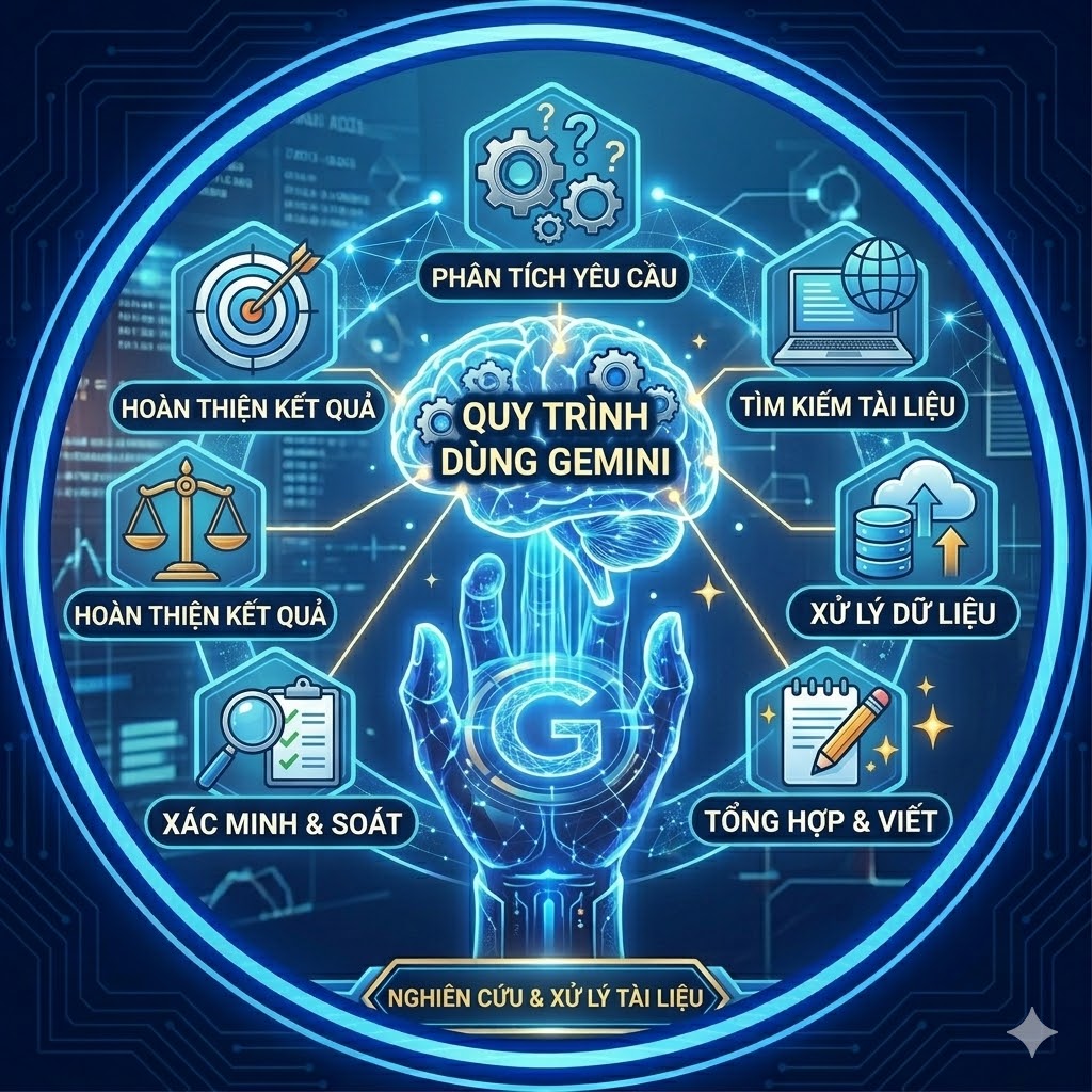 Quy trình dùng Gemini cho nghiên cứu và xử lý tài liệu