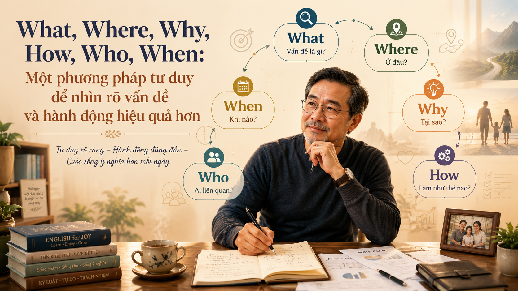What, Where, Why, How, Who, When: Một phương pháp tư duy để nhìn rõ vấn đề và hành động hiệu quả hơn