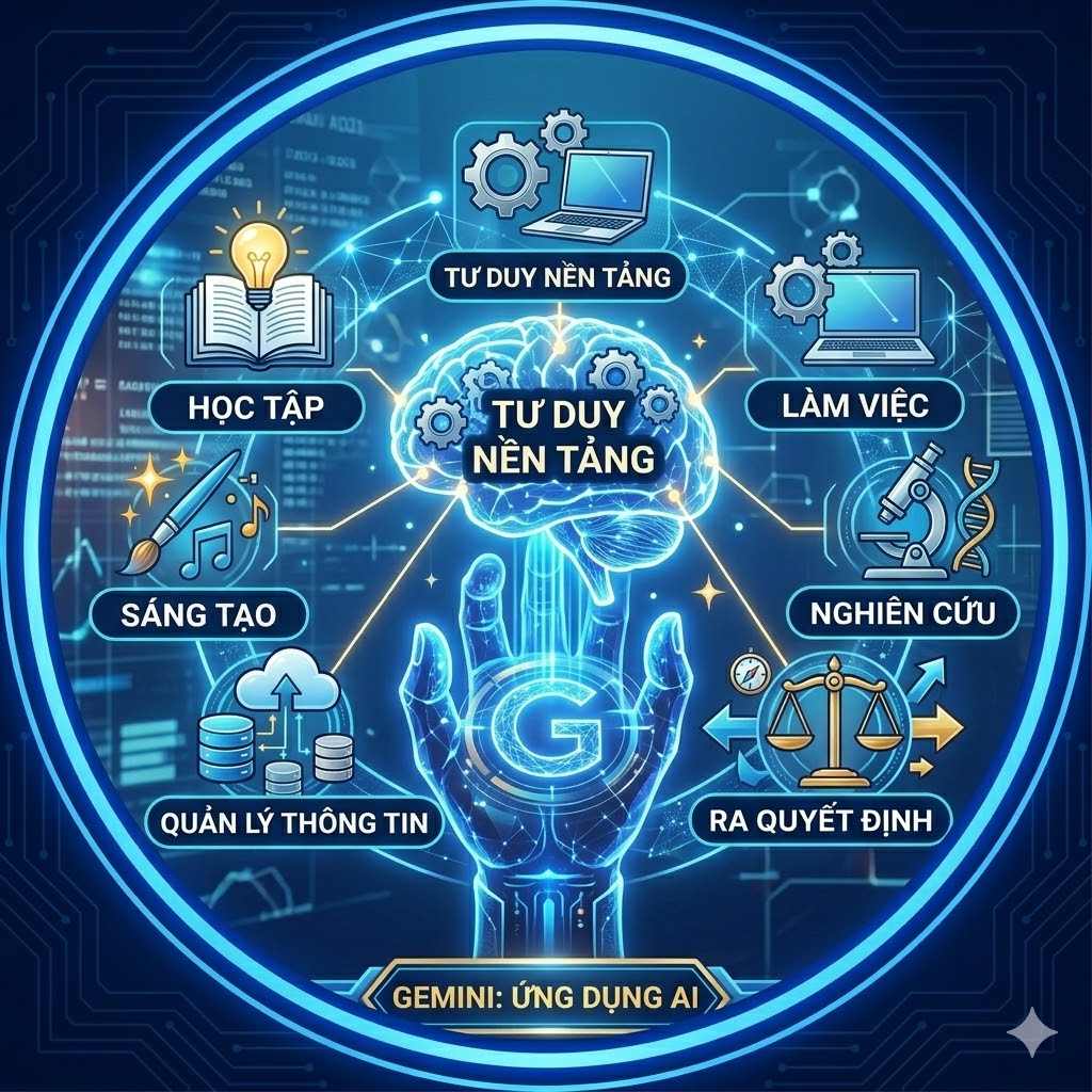 Tư duy nền tảng để ứng dụng công cụ AI hỗ trợ học tập, làm việc, sáng tạo, nghiên cứu, quản lý thông tin và ra quyết định thông qua Gemini