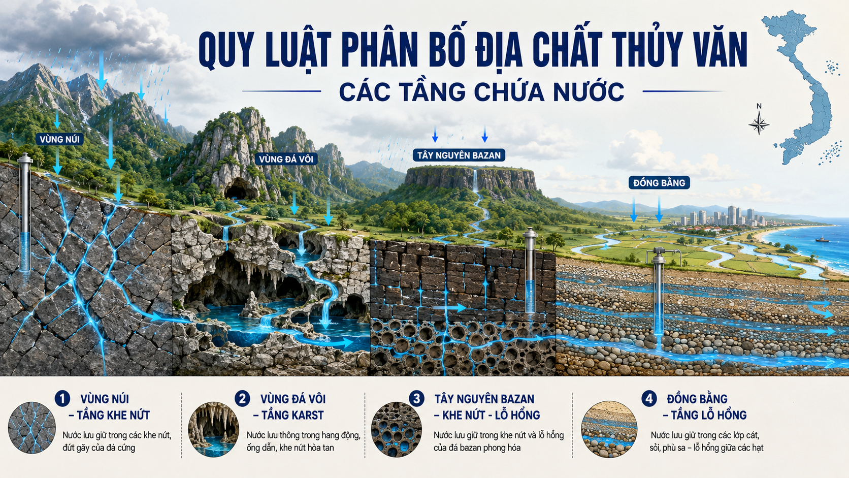 QUY LUẬT PHÂN BỐ ĐỊA CHẤT THỦY VĂN CÁC TẦNG CHỨA NƯỚC
