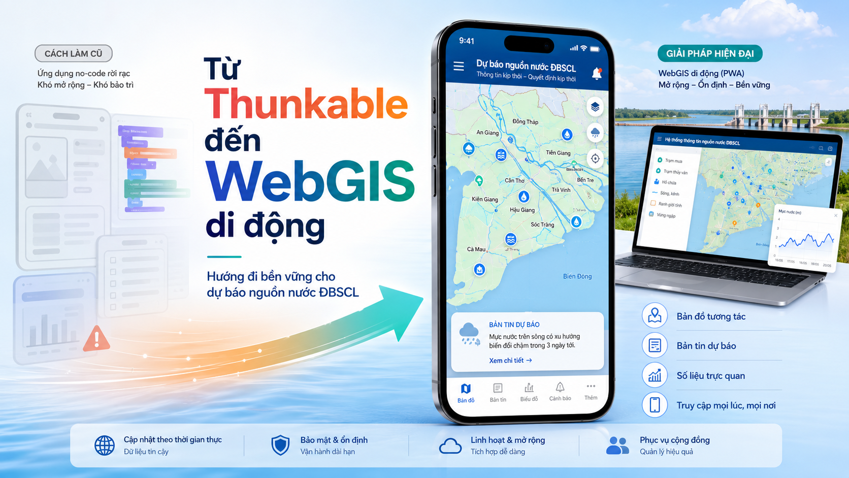 Từ một ứng dụng Thunkable đến hướng đi WebGIS bền vững cho các công cụ quản lý nguồn nước tương tự