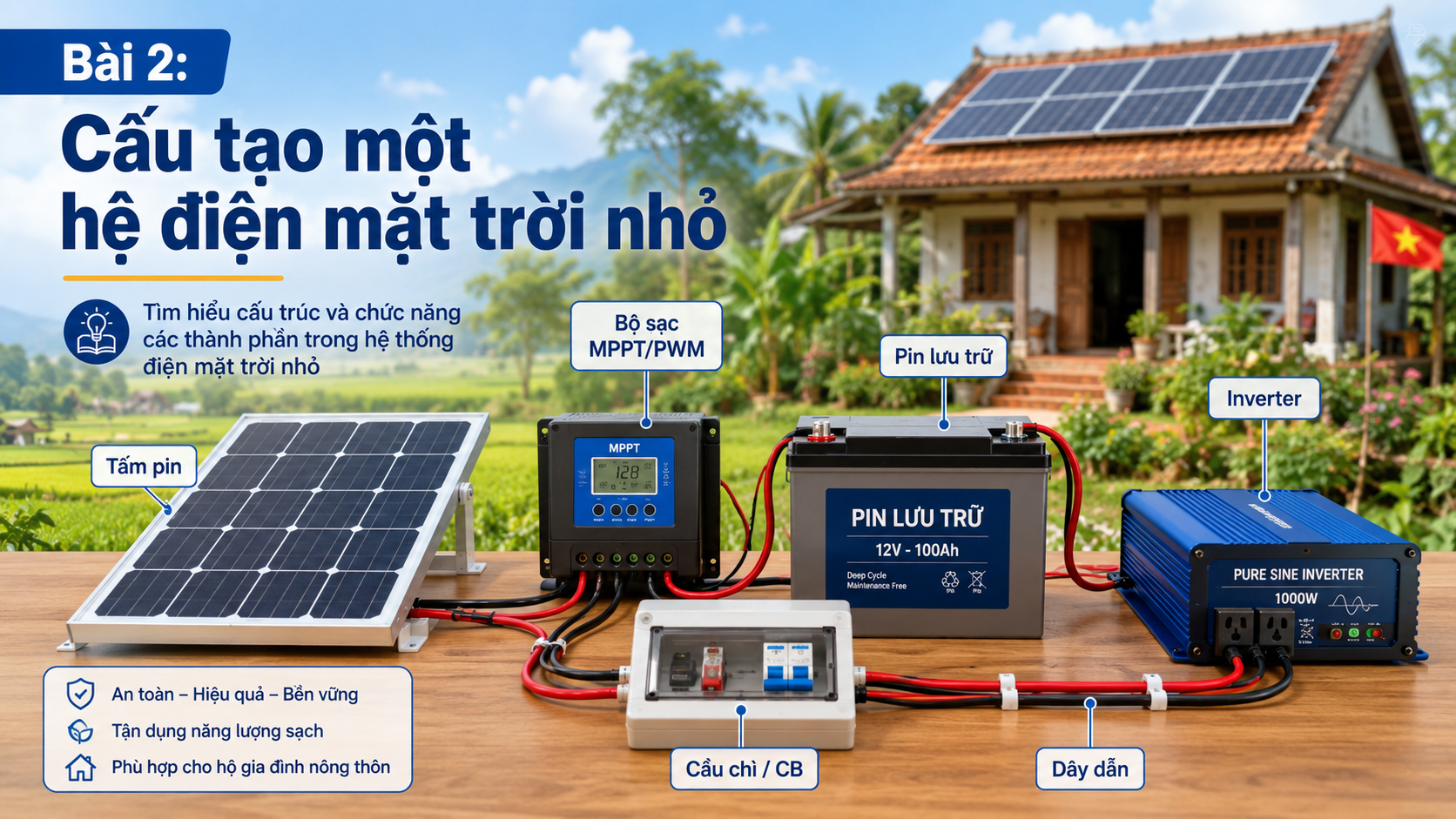 Bài 2: Cấu tạo một hệ điện mặt trời nhỏ